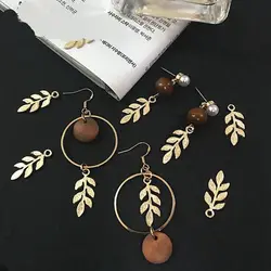 Çinko alaşımı altın Mini yapraklar Charms 10 adet/grup DIY moda damla küpe takı aksesuarları