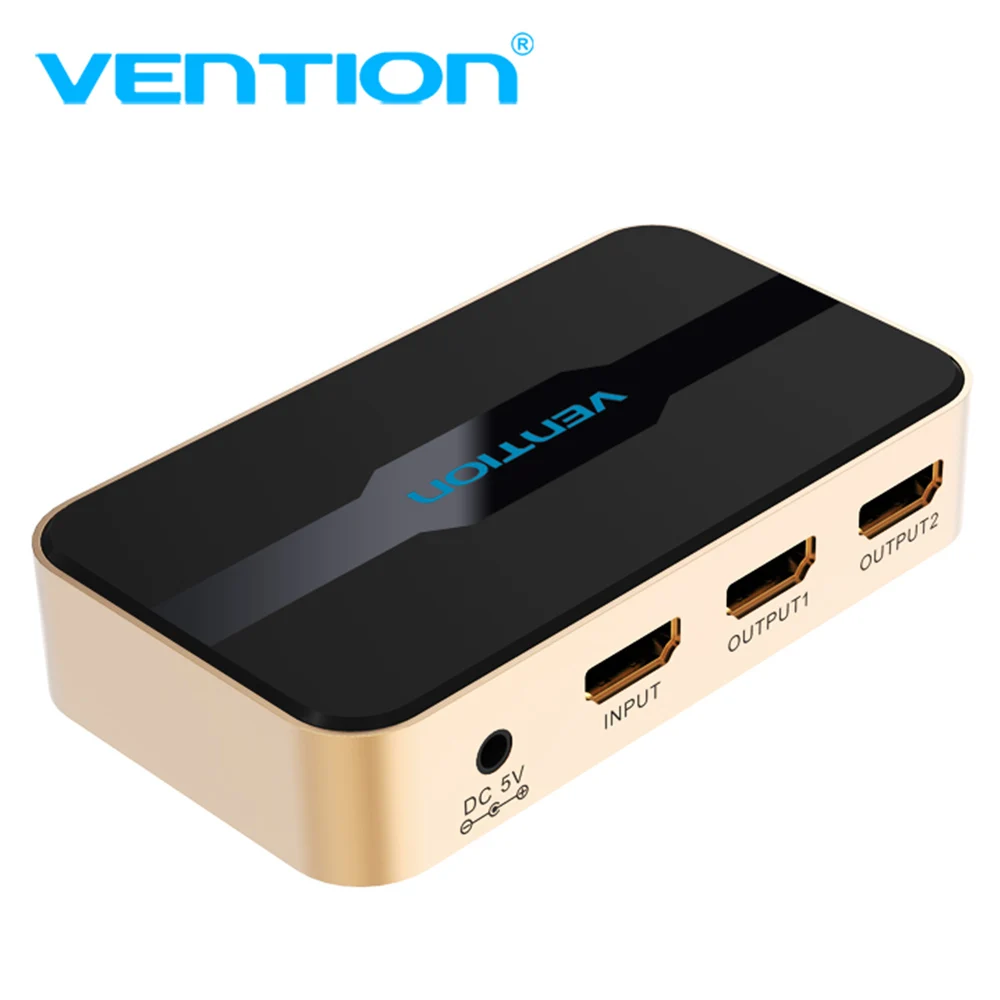 Vention HDMI Splitter 1x2 4k 3D Splitter HDMI Switch Adapter 1 In 2 Out With Power Supply Metal Type For Xbox Amplifier HDCP HOT