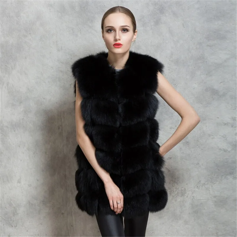 Winter Thick Warm High quality Faux Fur Vest Women\'s Faux Fox Fur Coat Outerwear Women Fur Vest Jacket Overcoat Long Parka