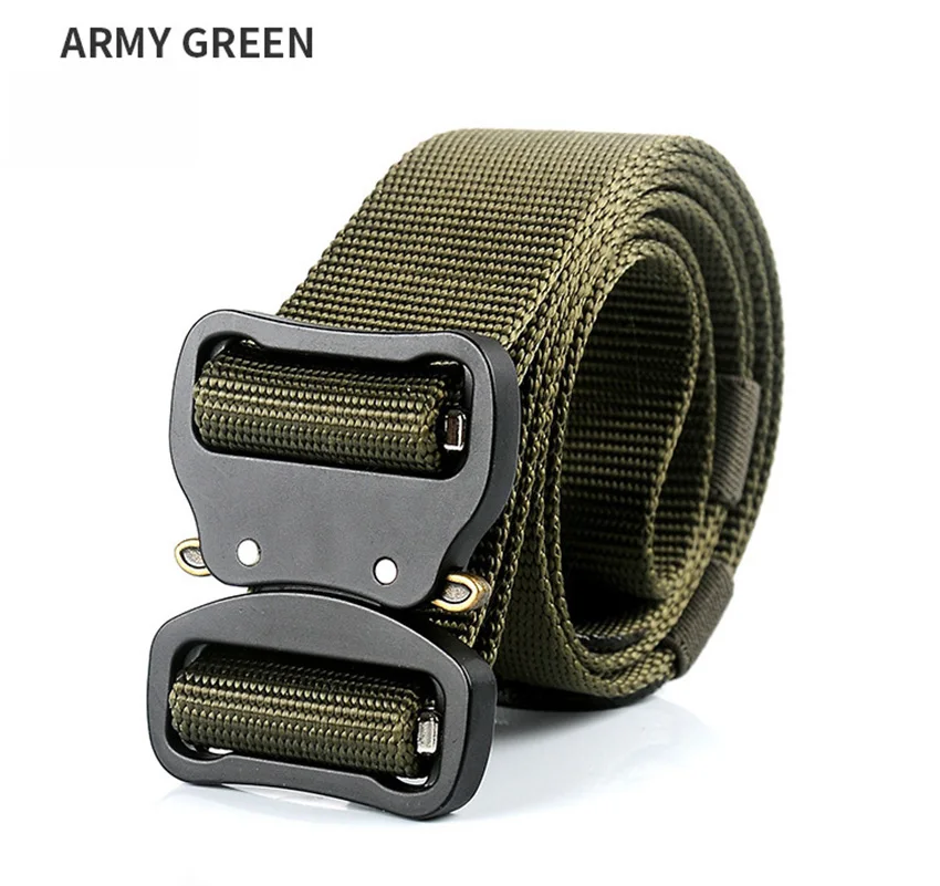 Men Tactical Belt Nylon Alloy Fashion Metal Quick Release Buckle Elastic Man Training Battle Waist Belt Without Sewing