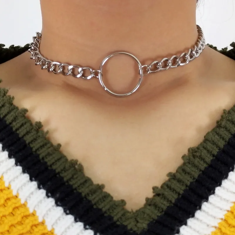 2022 neue Halskette Für Frauen Gothic Kette Choker Kreis Rock Aussage Halskette Kreis Dekoration Metall Schmuck Vintage Mode – Detail 2