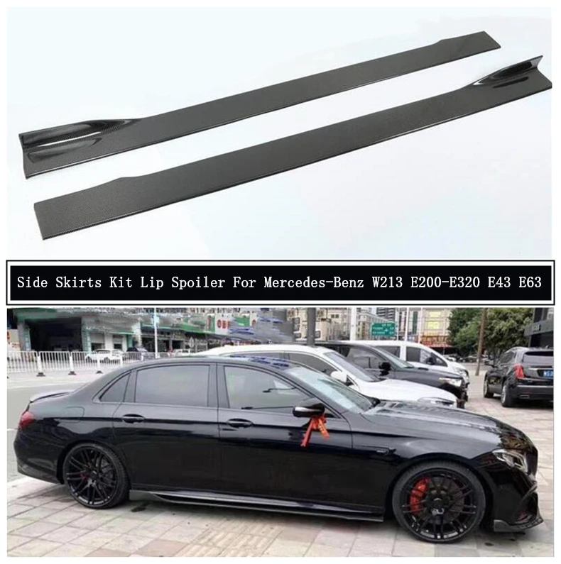 Carbon Fiber Side Body Skirts Kit Lip Trim Spoiler For Mercedes-Benz W213 E 200 E260 E300 E320 E43 E63 2016-2021 Car Accessories