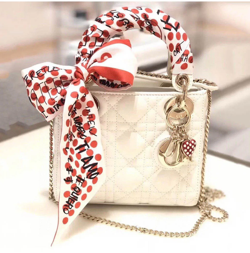 Silk scarf 2021 Valentine\'s Day gift retro silk scarf headband female tied bag & hair scarf headwear girl headscarf shirt tie