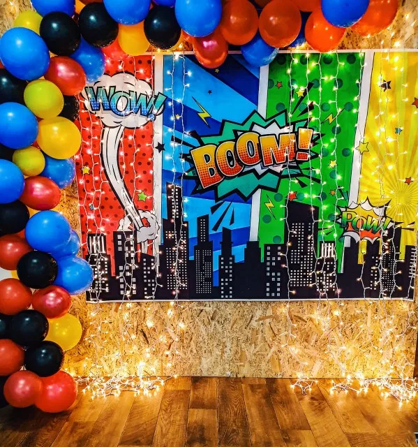 Laeacco City Building Night Superhero Birthday Moon Baby Party Photo Backdrop Photographic Background Photocall For Photo Studio