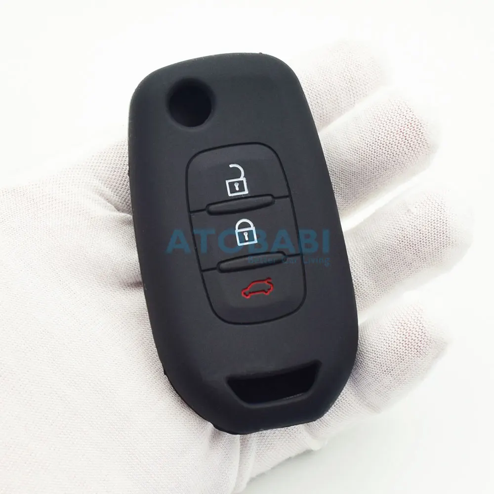 Custodia portachiavi in Silicone per auto 3 pulsanti pieghevole telecomando per Renault Megane III Dacia Logan 2 spolverino Kadjar Captur simbolo FSK