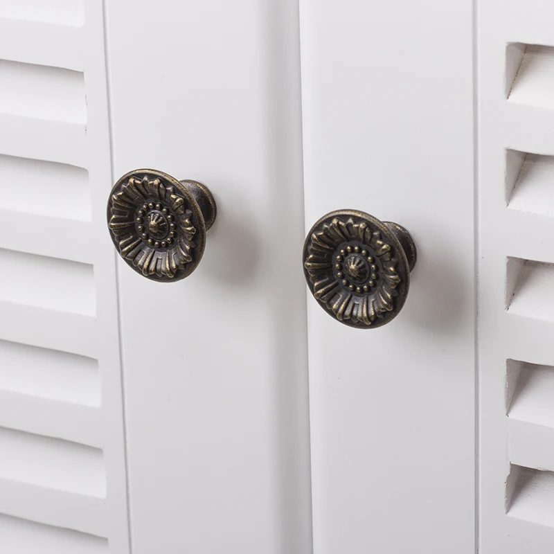 country style round shape Drawer  Door Single hole handle antique Bronze kitchen furniture Cabinet Knob
