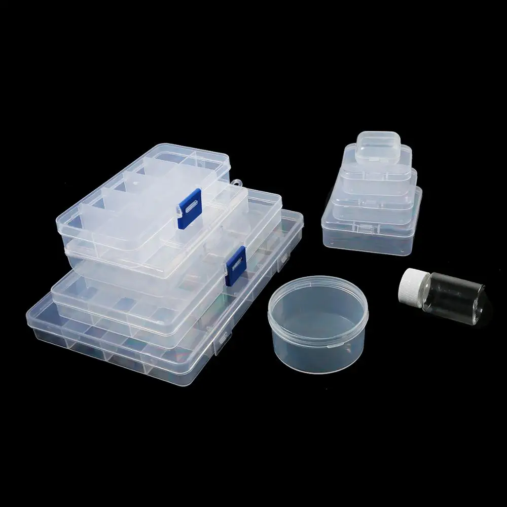 18Style Plastic Clear Round Rectangle Square PVC Organizer Earrings Jewelry Box Case Container for Rings Beads Storage Package