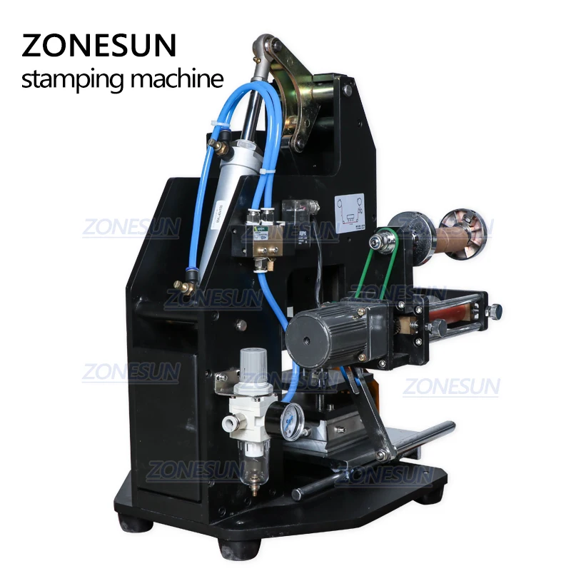 ZONESUN ZY-819K2 Pneumatic Hot Foil Stamping Machine Semi-Automatic Heat Press Printing Embosser Machine Custom Logo 110V/220V