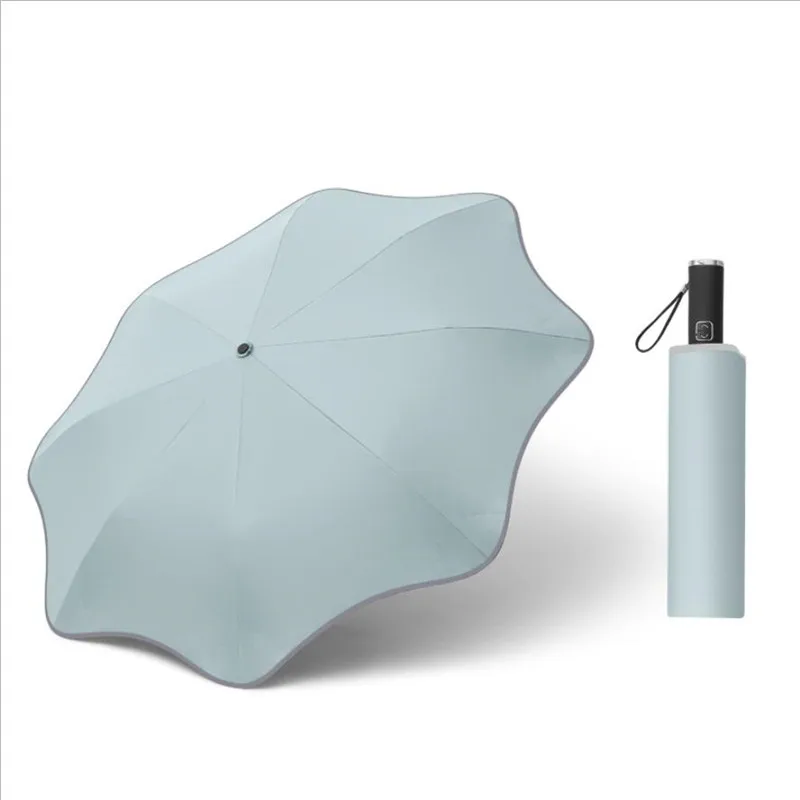 2022 Automatic Folding Creative Floral Umbrella Vinyl 3 Folding Parasol 8k Fashion Travel Foldable