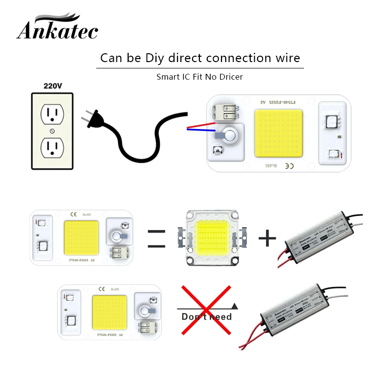 AC110V 220V No welding LED COB CHIP 20W 30W 50W cold white warm white light emitting diode LED matrix