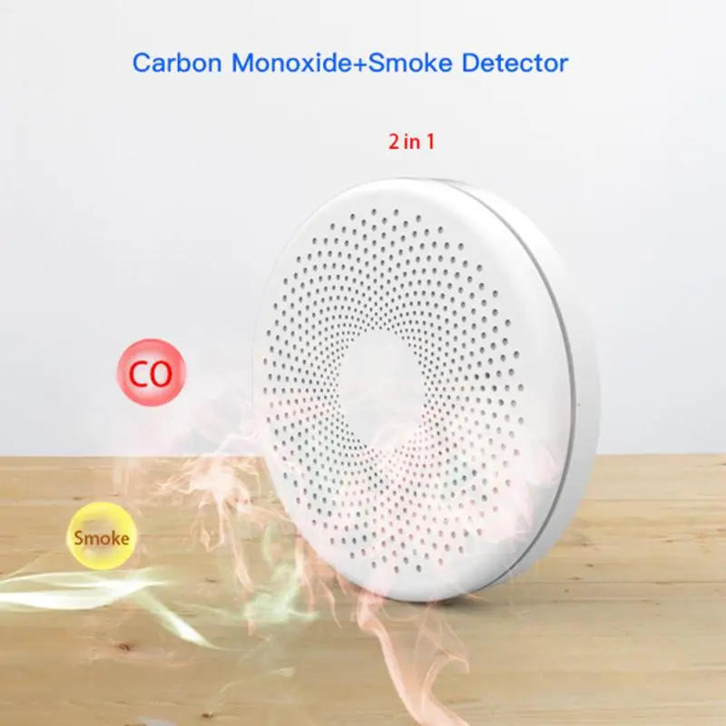 WIFI 2 In 1 Rauch Kohlenmonoxid Combo Detektor Wireless CO Rauch Feuer Alarm Sensor Tuya Smart Leben Control Mit batterie Power