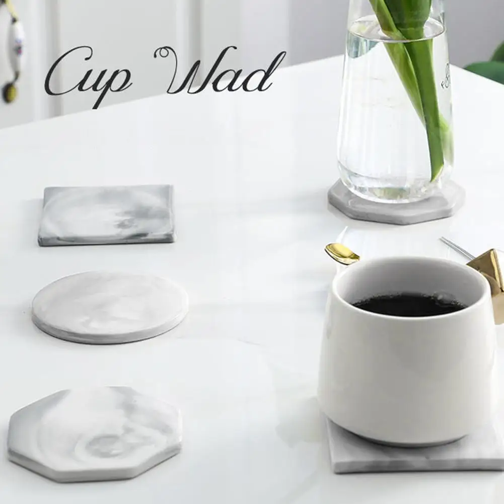 Posavasos de cerámica de mármol gris, alfombrilla resistente al calor, platillo de lujo, posavasos de cerámica de mármol único, alfombrillas de porcelana, almohadillas, Decoración de mesa