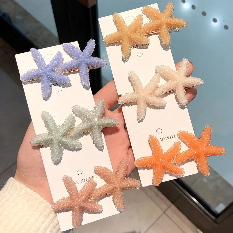 Candy Color Starfish Barrette Hairpin Hair Clip Dukbill Toothed Hair Clip Bobby Pin Lady Barrette Hair Accessories