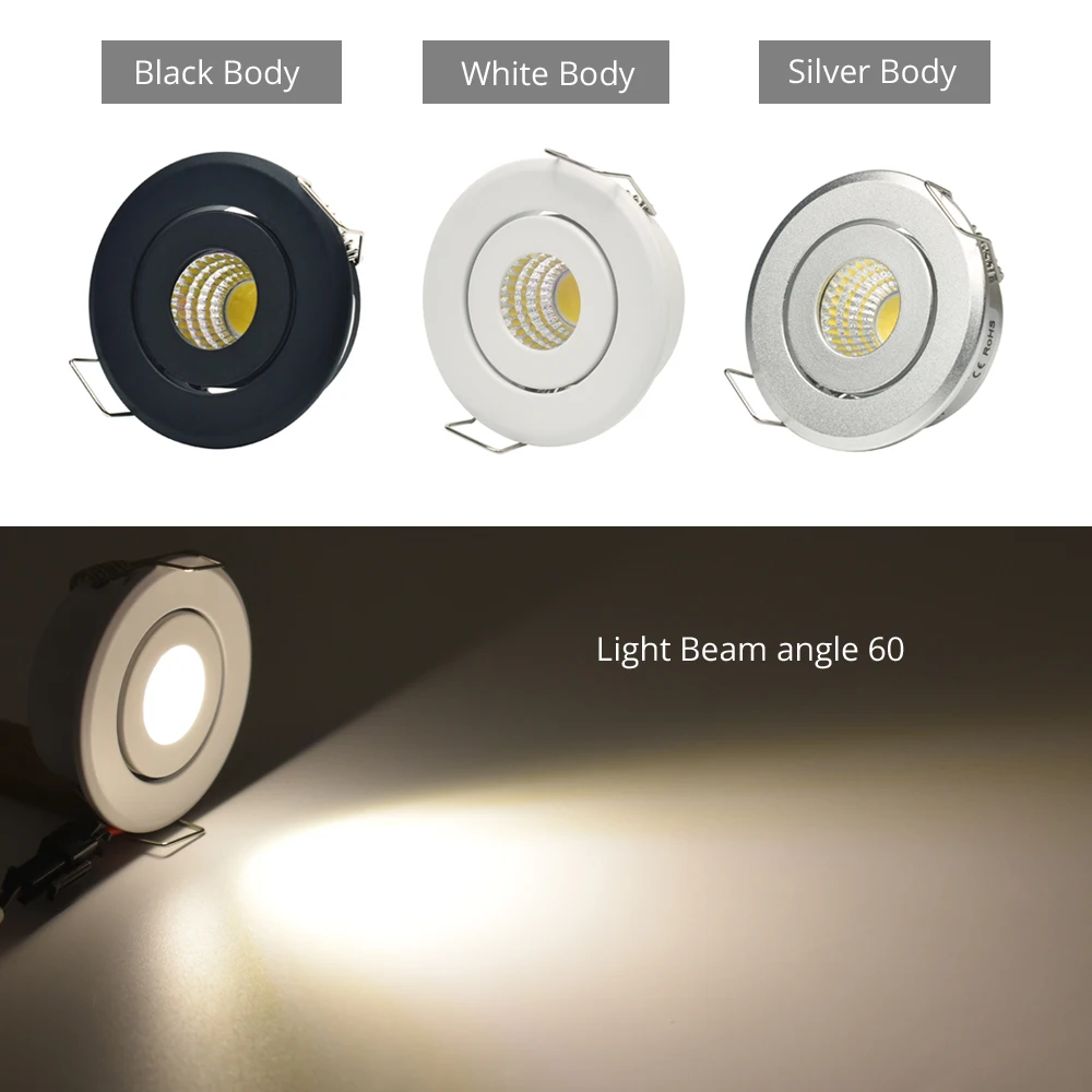 Recessed Cabinet Light Mini Spot LED COB 3W 6pcs per set with 4m extension cable Spotlight