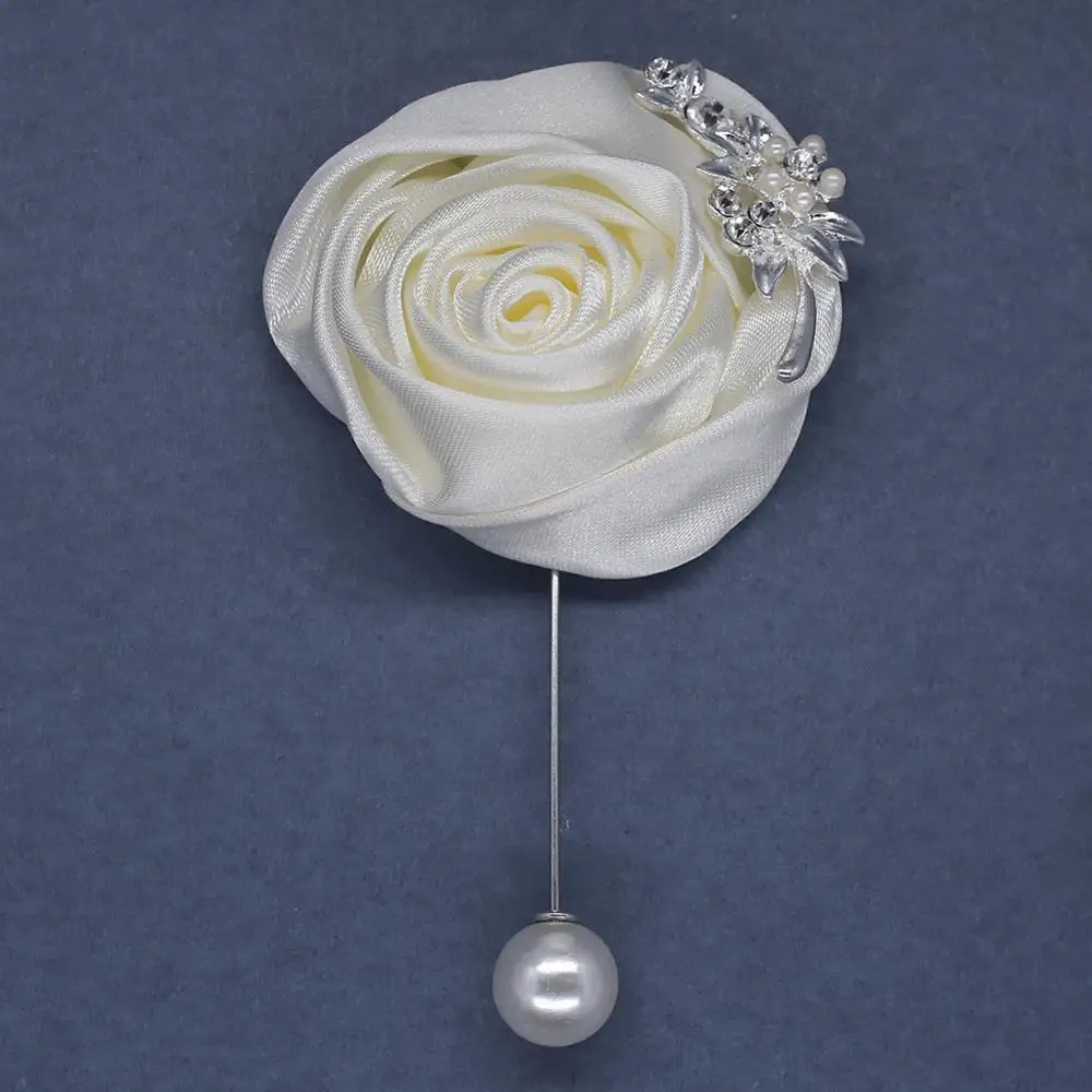 Nude Pnk Diamond Rose Pearl Pin Corsages Groom Marriage Wedding Pin Brooch Rose Corsages Factory boutinnere Brooch Pin XH0675