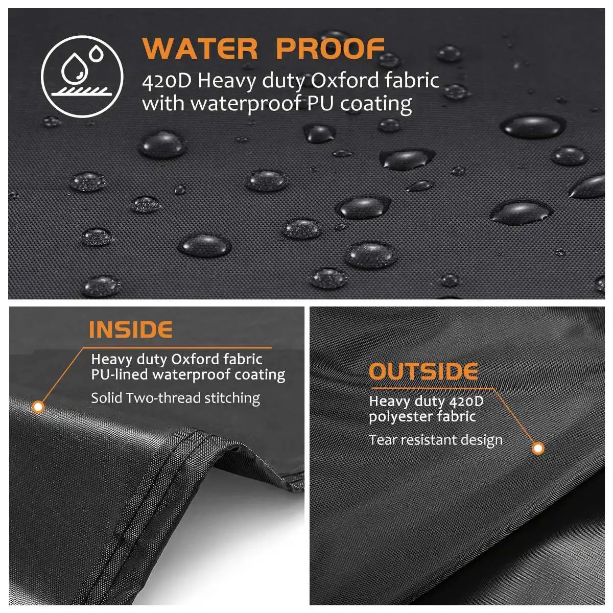 76x66x120cm BBQ Grill Barbeque Cover Anti-Dust Waterproof Weber Heavy Duty Charbroil BBQ Cover Outdoor Rain Protective Barbecue