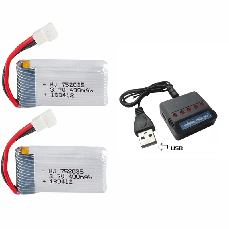 3.7V 400mAh 35C Lipo batterij en batterijlader voor X4 H107 H31 KY101 E33C E33 U816A V252 H6C RC Quadcopter Drone reserveonderdeel