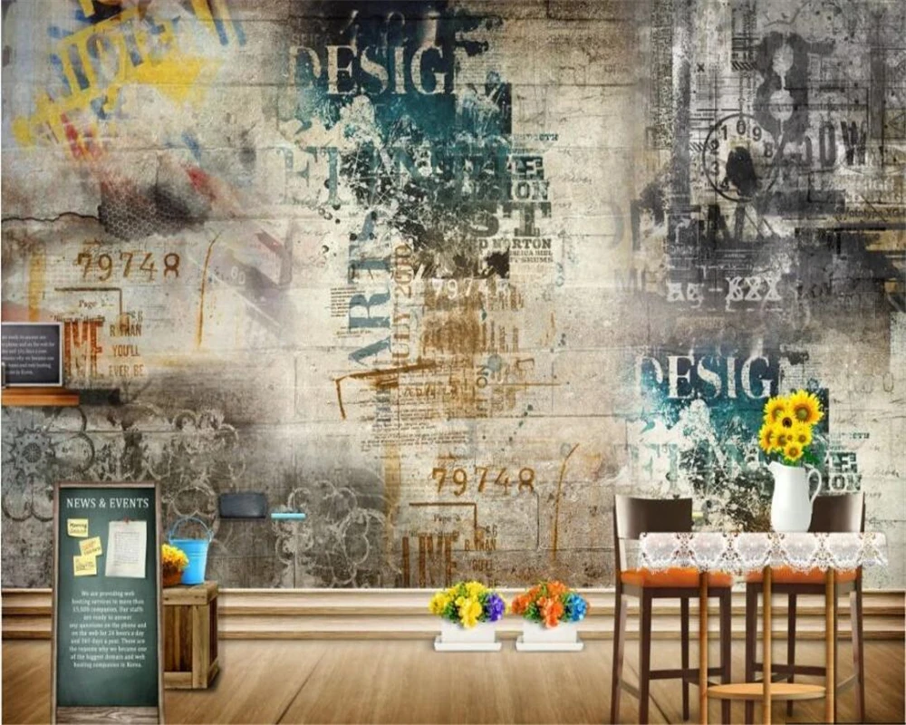 

wellyu Custom large 3d mural retro nostalgic graffiti background mural modern abstract living room background wall 3d wallpaper