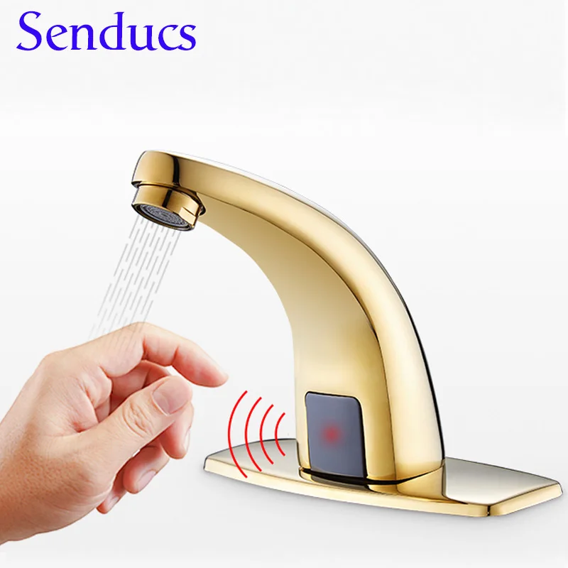 

Sensor Facucet Senducs Gold Sensor Basin Faucet Quality Brass Automatic Bathroom Mixer Tap Antique Sensor Bathroom Faucets