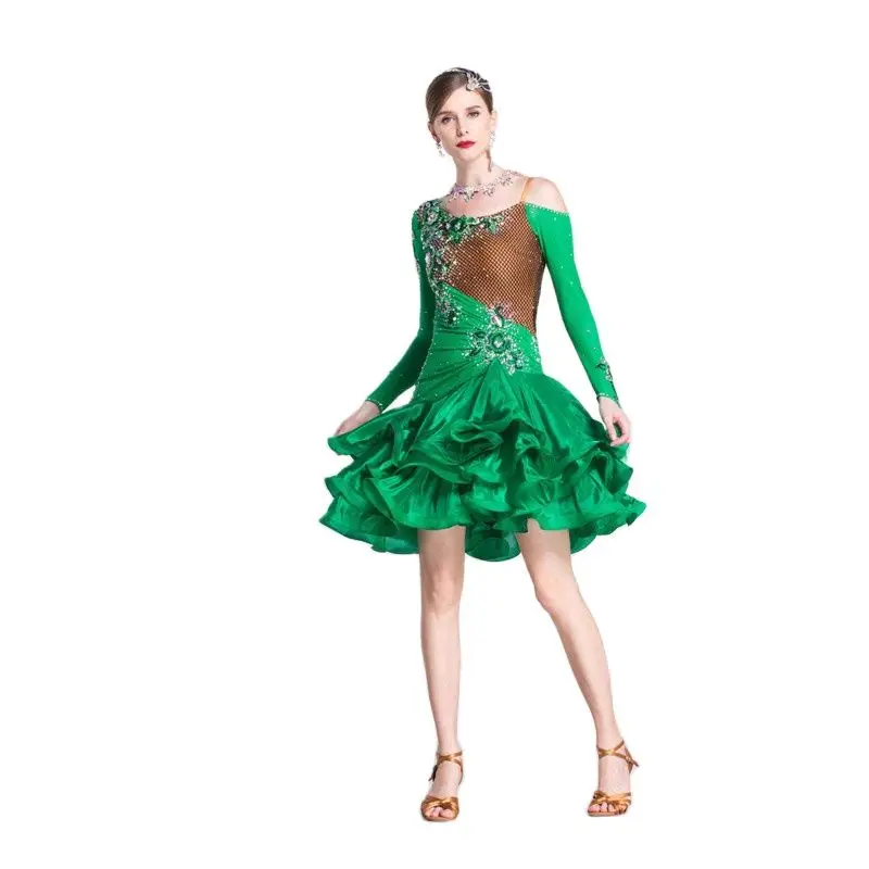 L-18303 New Dance Ballroom Latin Salsa Tango Dance Dress, Adult Professional Latin Dance Dress