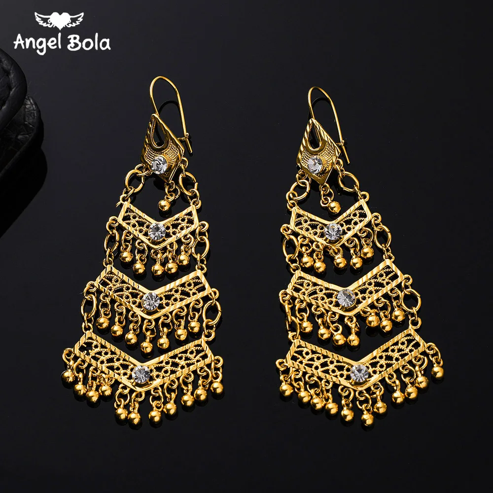 Gold Color Tassel Earrings for Women Bohemian Earrings Dangle Drop Earring Muslim Islamic Female Allah Turkish Jewelry