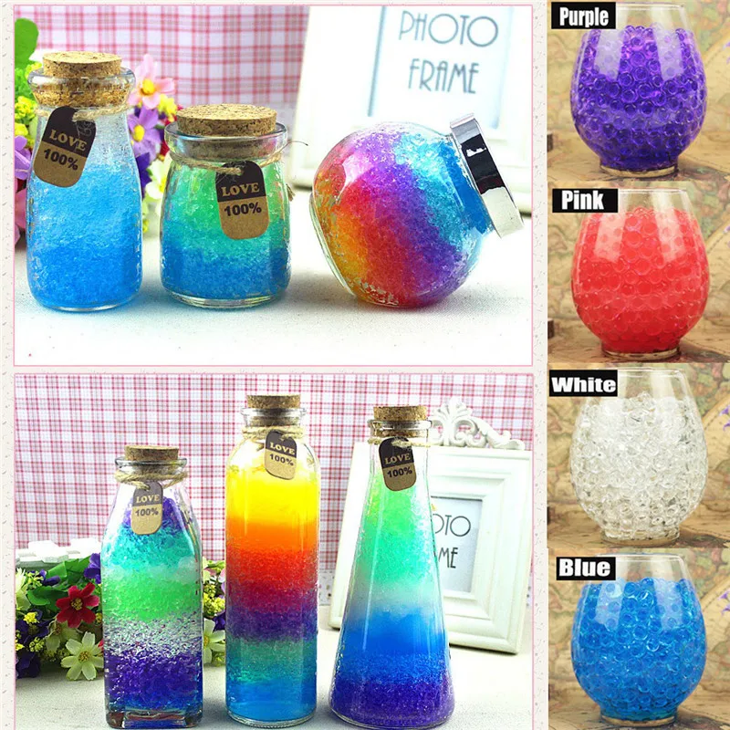 1700pcs/bag Colorful Pearl Gel Ball Polymer Hydrogel Potted Crystal Mud Soil Water Beads Grow Magic Jelly Wedding Home Decor