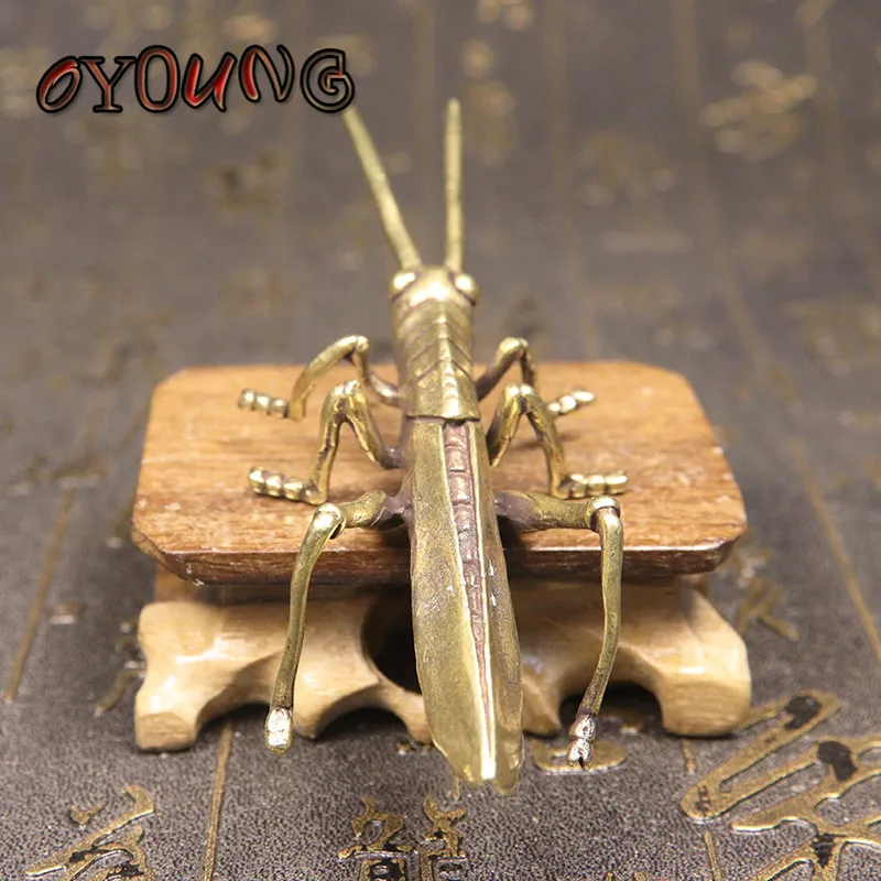 Copper Locust Small Ornaments Vintage Brass Animal Grasshopper Figurines Home Decor Statue Crafts Desk Decorations Accessories