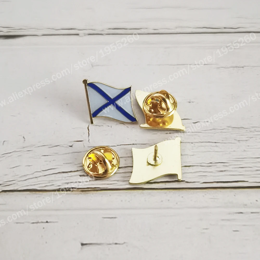 Military Navy Flag Lapel Pins Russian Army Brooch Crystal Epoxy Metal Enamel Badge
