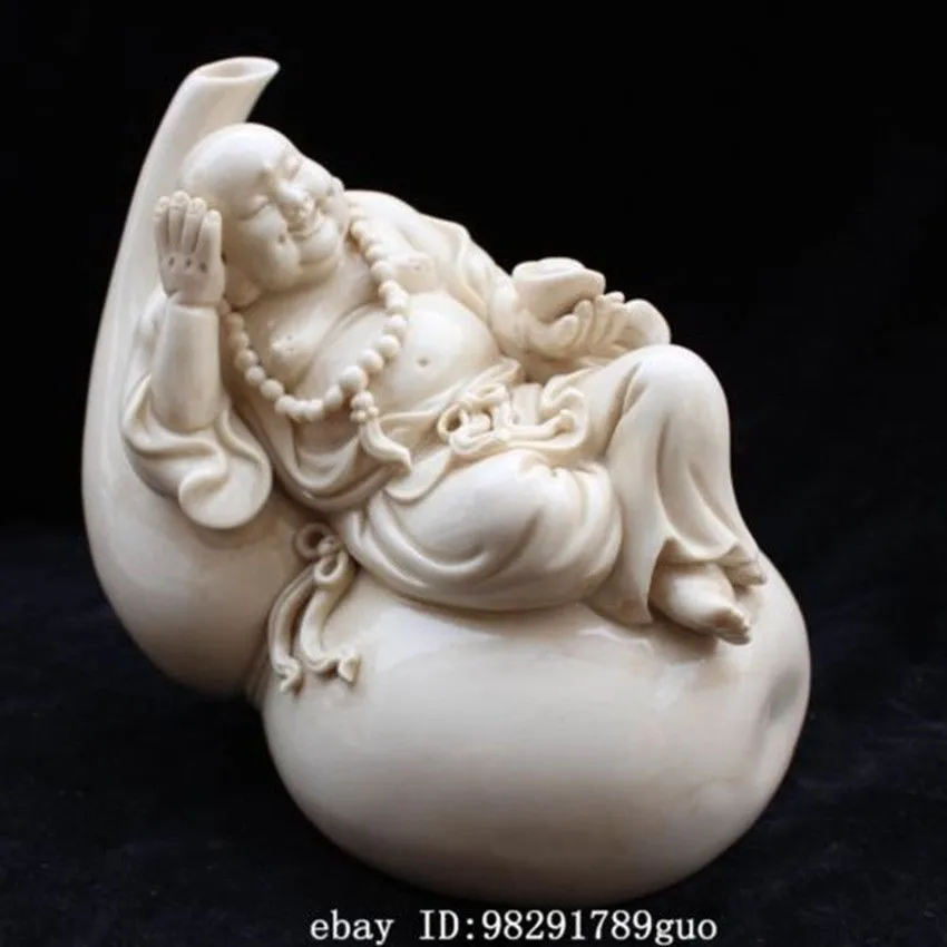 Ming Dehua kiln white glaze haha arhat Buddha, antique porcelain, all hand-made auspicious ornaments