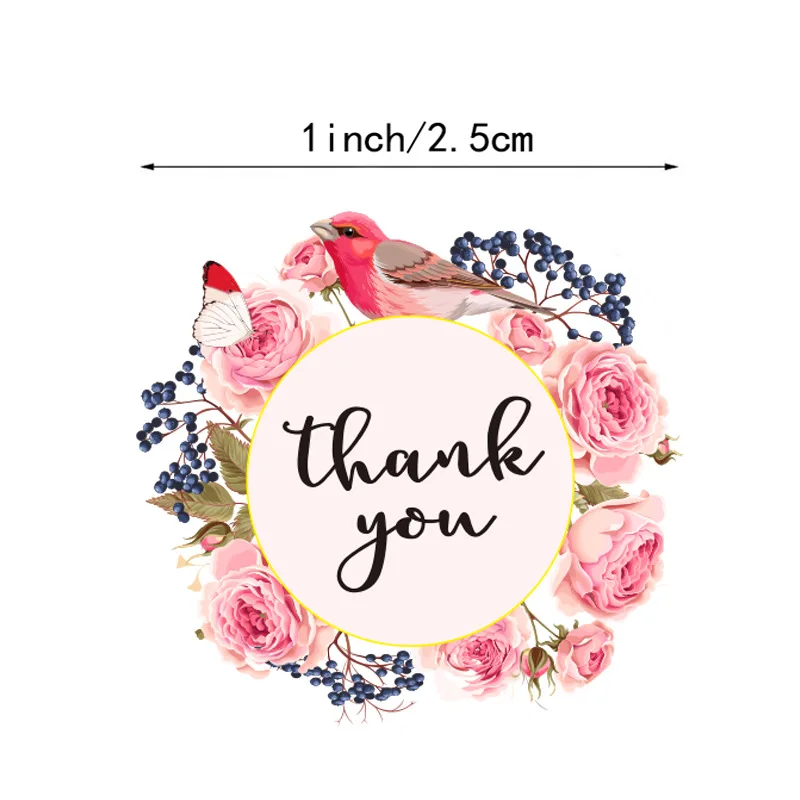 Pretty 50pcs Round Floral New Styles Thank You Stickers Seal Label for Wedding Favor Party Handmade Envelope Stationery Sticker