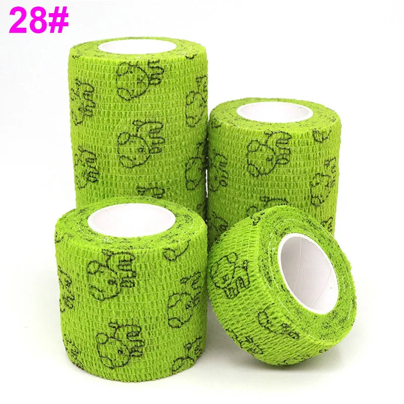 Sports Printed Elastic Adhesive Bandage Athletic Tape Colorful Self Wrap Tape for Tattoo Finger Joint Decoration Pet First Aid