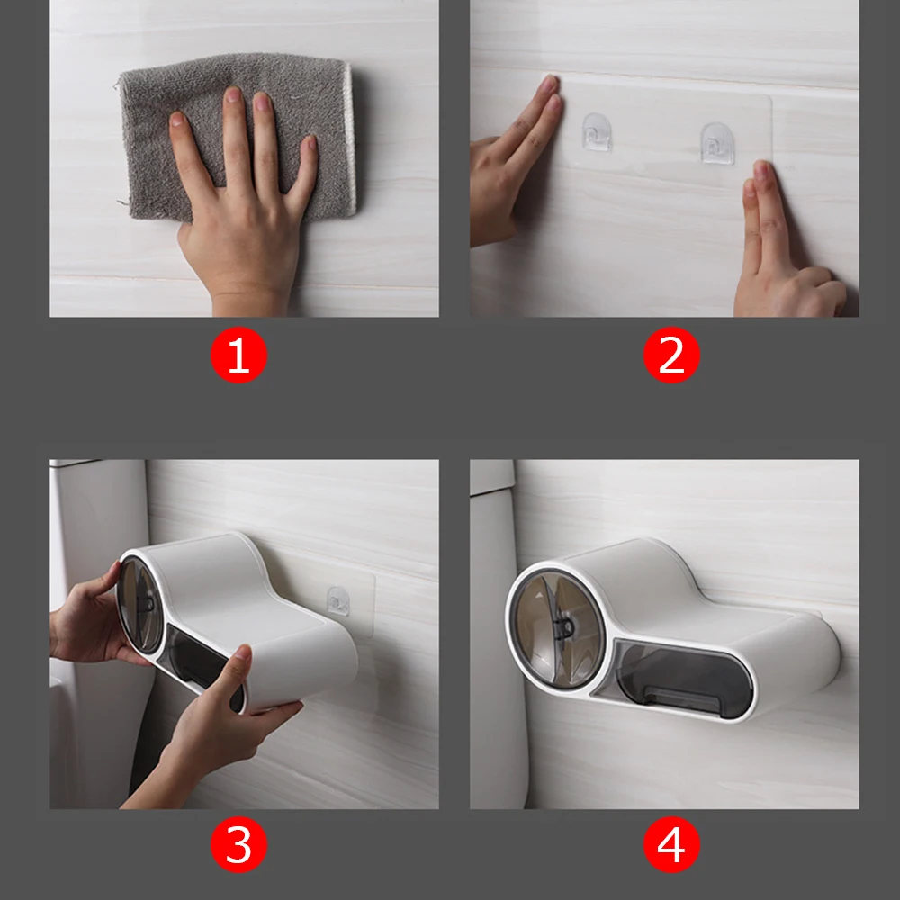 Toilet Paper Holder Rack Toilet Tissue Box Shelf Roll Paper Storage Box Waterproof Wall-Mounted Bathroom Accessories