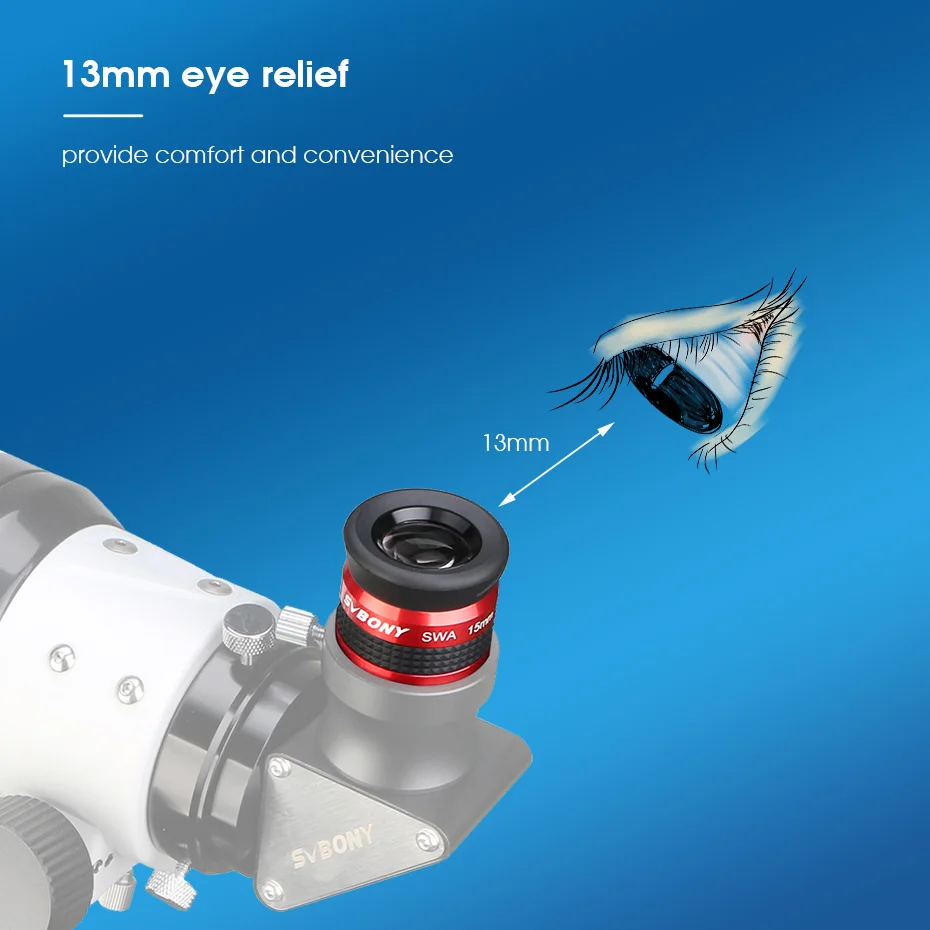 Svbony SV154 Teleskop-Okular 70 Grad SWA Super-Weitwinkel-Okular 1,25 Zoll/2 Zoll 15 mm/26 mm für Teleskope – Detail 4