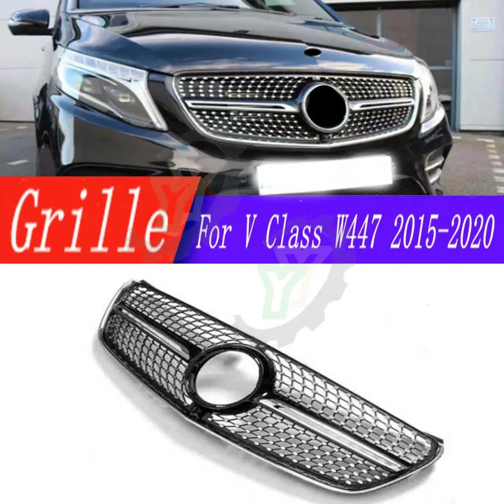 Diamond/GT Style Car Accessory Front Bumper Grille Upper Grill For Mercedes-Benz V Class W447 V250 V260 2015 2016 2017 2018 2019