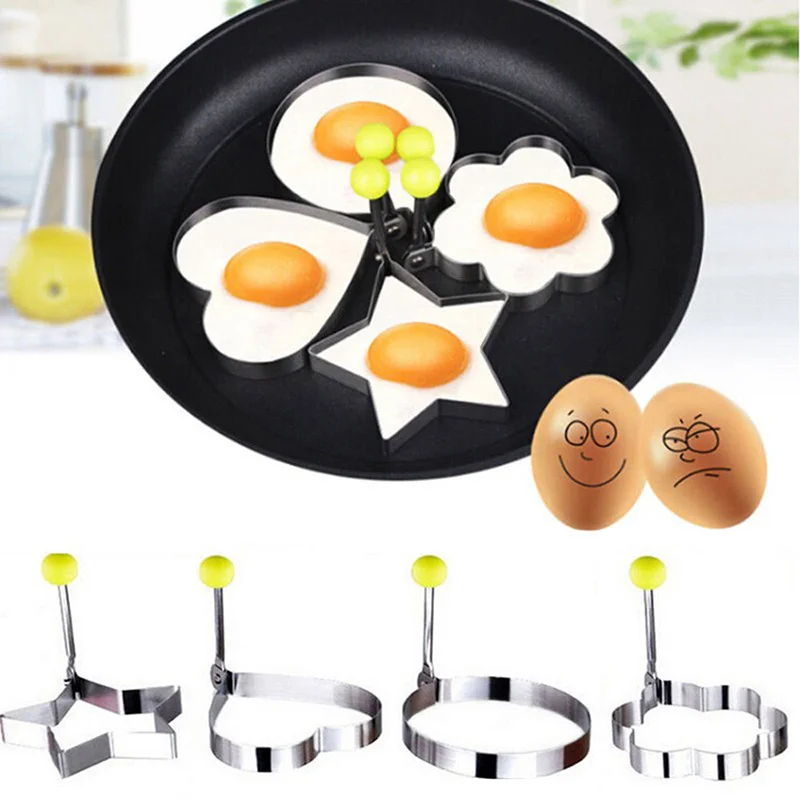 4pcs/set Stainless Steel Fried Egg Pancake Lovely Shaper Omelette Mold Mould Frying Egg Cooking Tools Kitchen Accessories