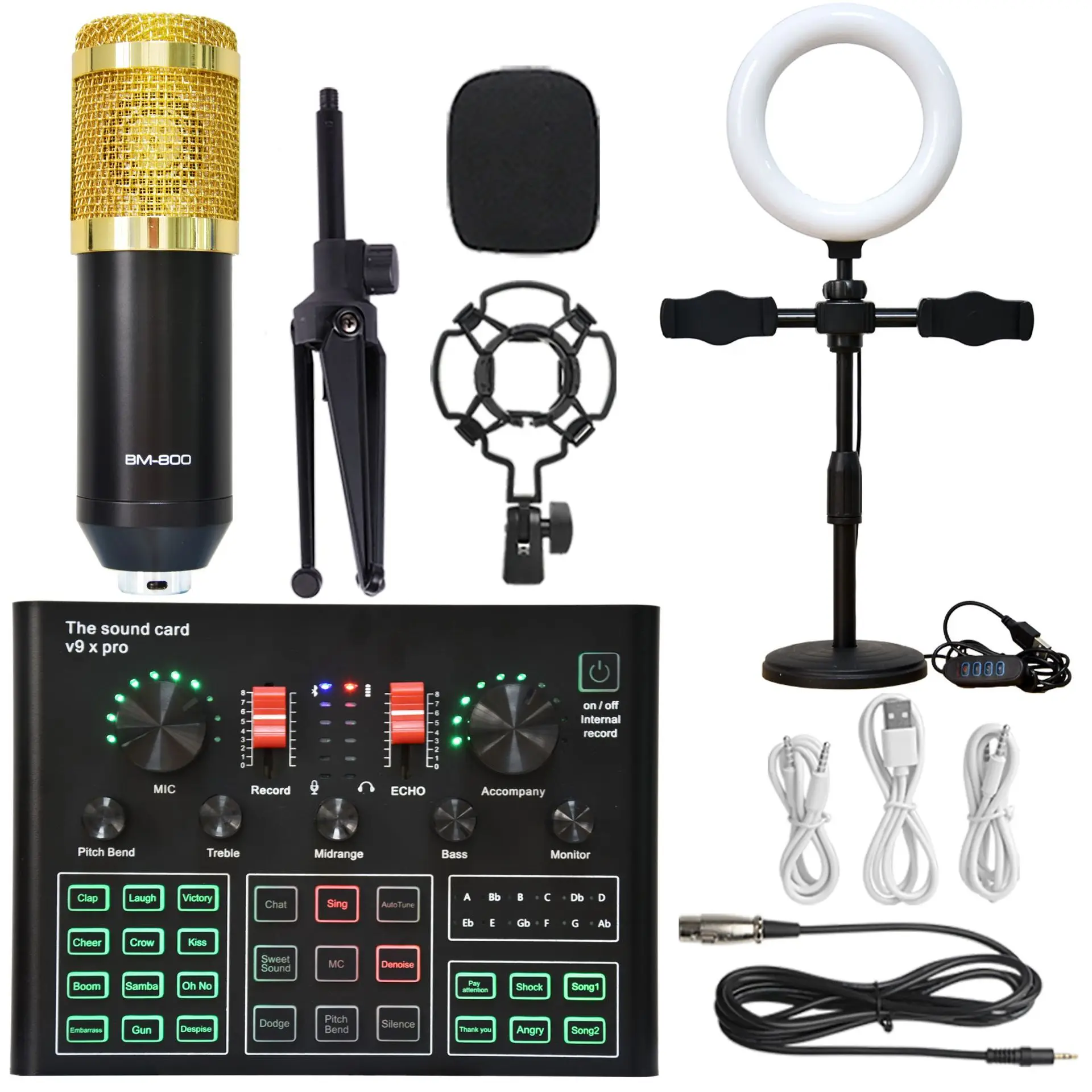V9XPro Sound Card Studio Mixer Noise Reduction Portable Microphone