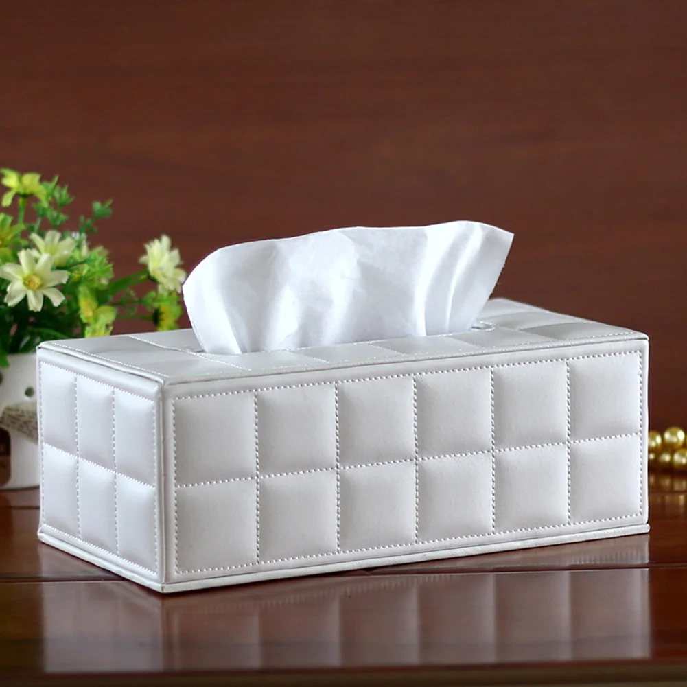 HOT SALES!! Synthetic Leather Rectangular Paper Holder Tissue Box Storage Box Car Home Decoration High-Quality Tissue Box Office