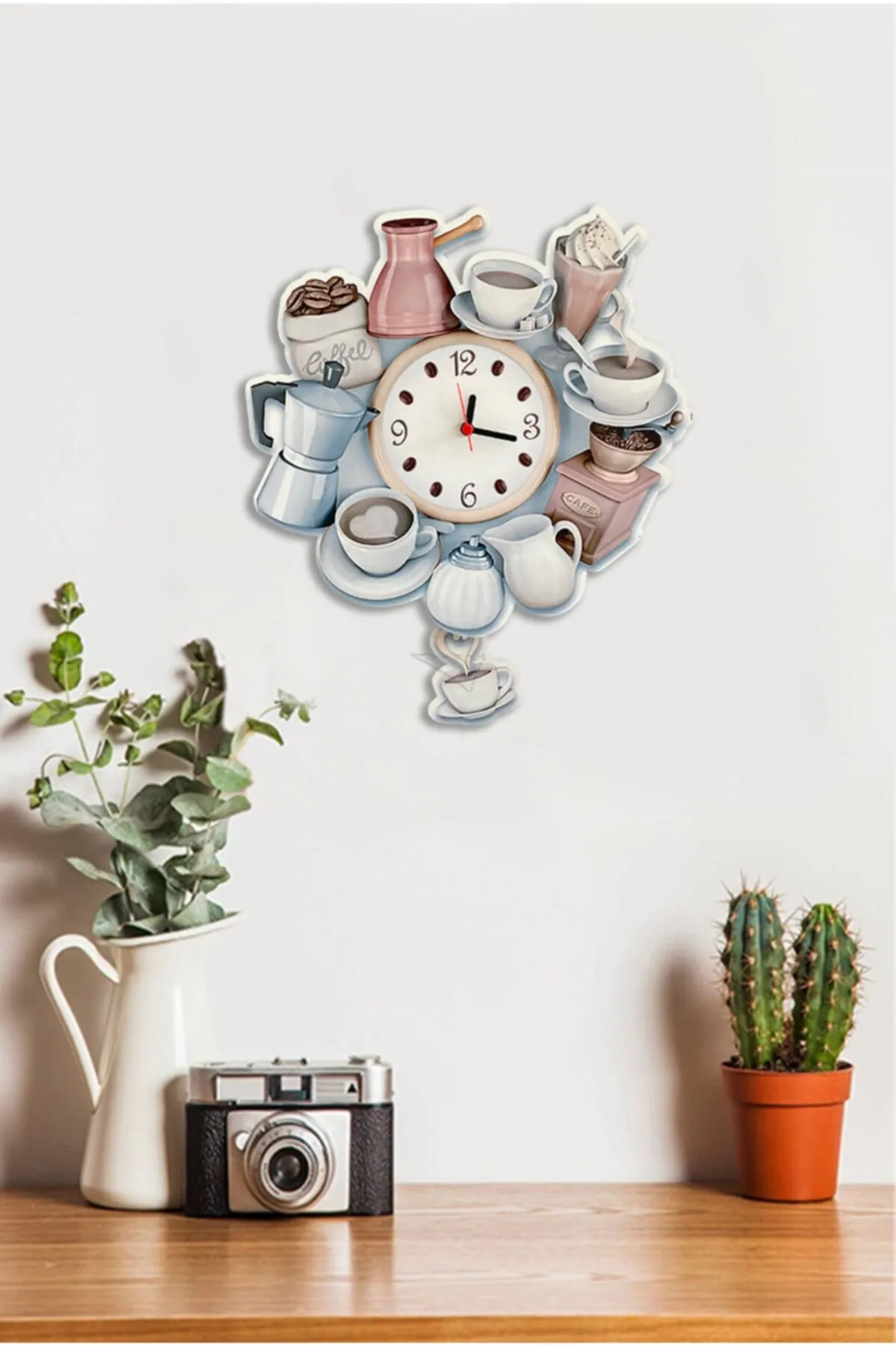 Coffee Concept Swinging Pendulum  Home and Wall Decoration, Analog Wall Clok ,Giftable, Colorful Walls, Free Shipping