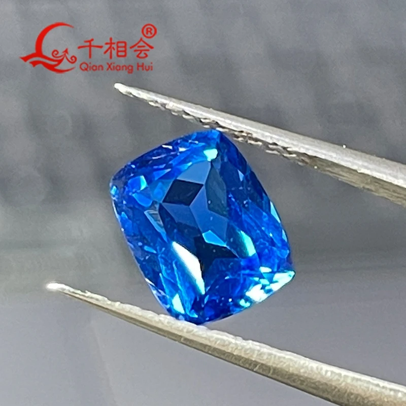 3.9ct 8x10mm Cushion Shape Artificial Cobalt Spinel Blue Natural Cut Gem Stone for Jewelry Making