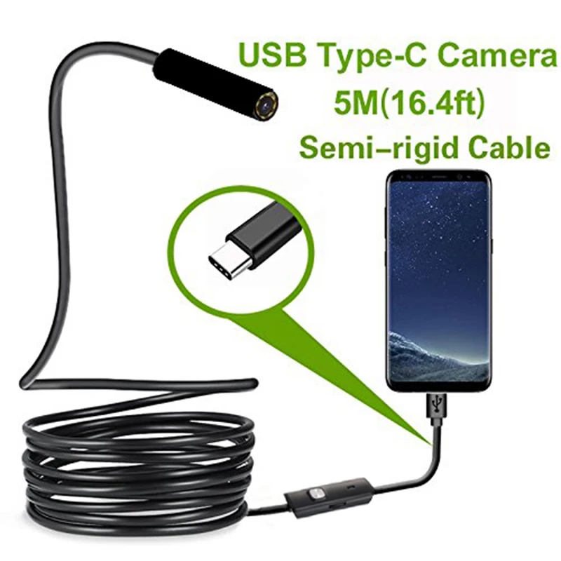 Type-c Android USB Endoscope Camera 7.0mm Hard Cable PC Android Phone Endoscope Pipe Type C Endoscope Inspection Mini Camera