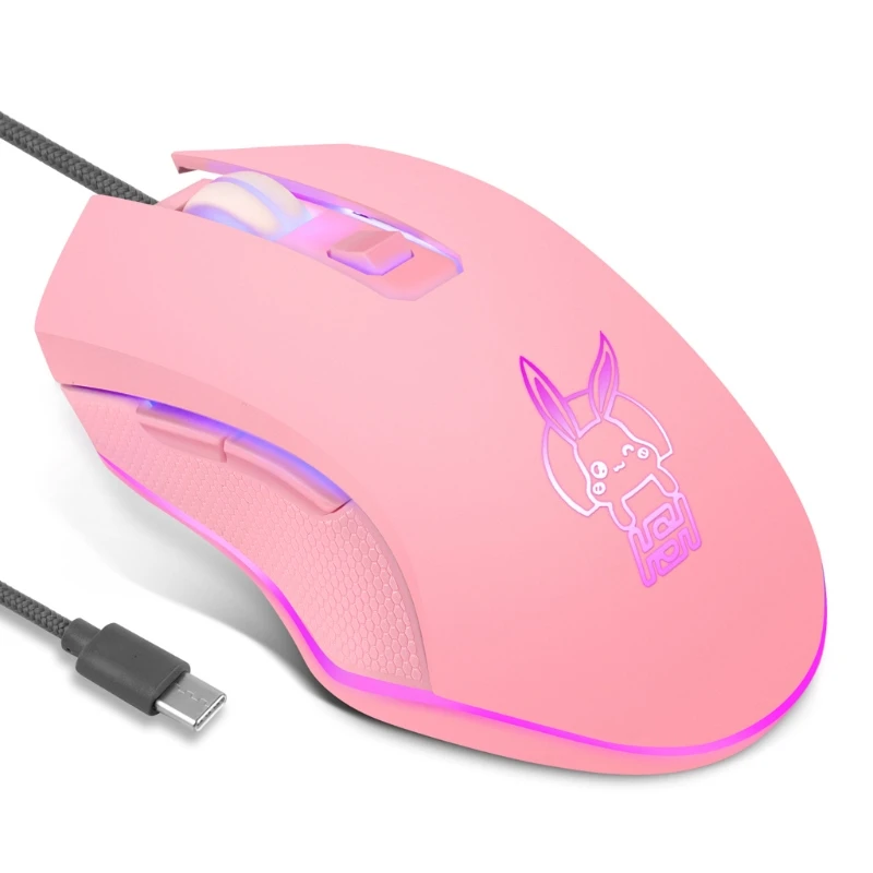 2400DPI Utility Computer Mouse Replacement Gaming Mouse Type C with LED Backlight Laptop Mouse