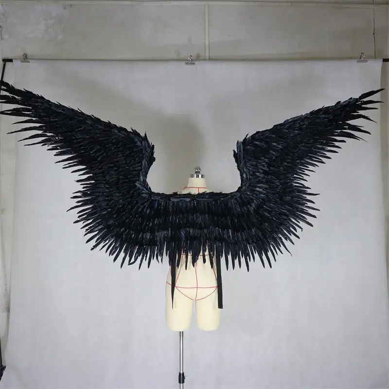 Black feather wing devil angel Halloween wings catwalk model large cosplay holiday party men's wings Party Props