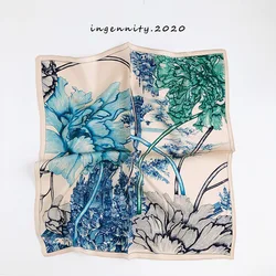 New 2023 Brand Point 100% Mulberry Silk Scarf Fashion Women Summer Beach Small Scarves Shawl Bandana Hijab Pashmina Poncho