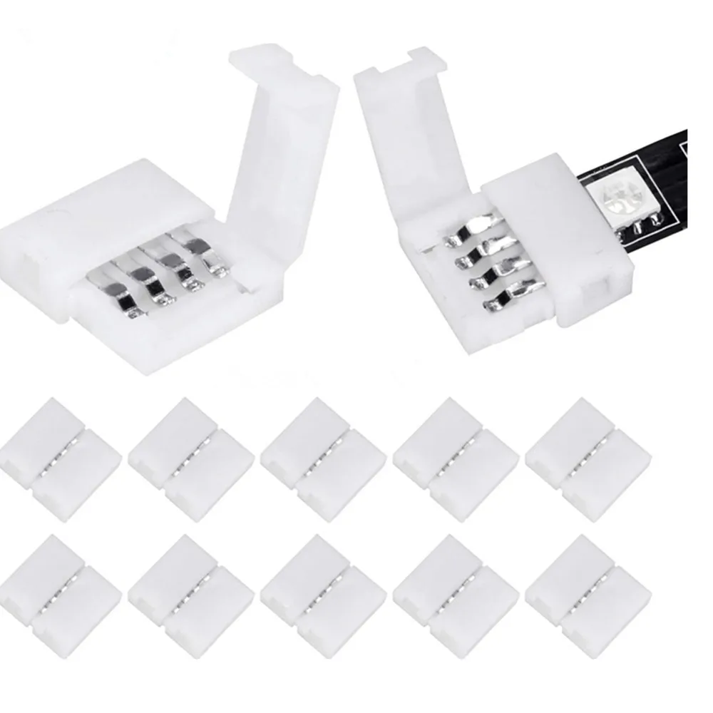 50pcs 2Pin 4Pin Led Connector Clip 8mm/10mm PCB Strip To Strip For 5050 3528 3014 5630 LED Single Color/ RGB LED Strip Light