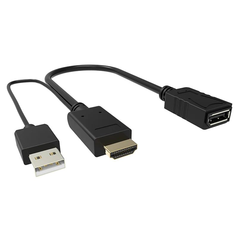 HDMI Male Extensions 3840x2160 UHD 4K to DisplayPort Female  Adapter 15cm Cable with USB2.0 Power for HDMI PC DP Display