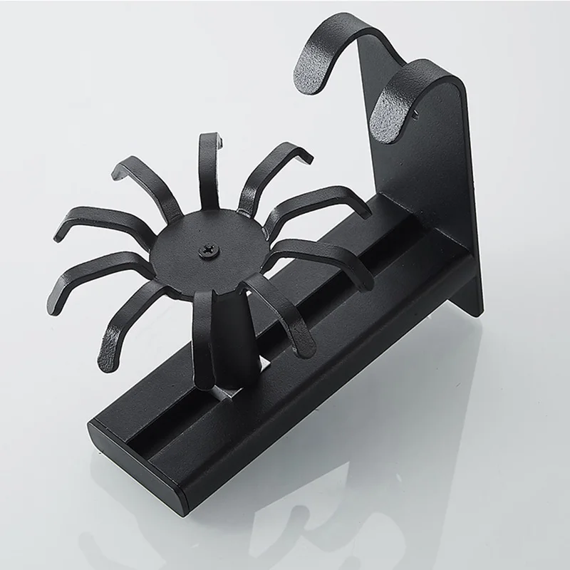 360 Degree Rotate Kitchen Utensil Holder Black Wall Movable Hook Handbag Shelf Home Hanger Organizer Aluminum Storage Rack