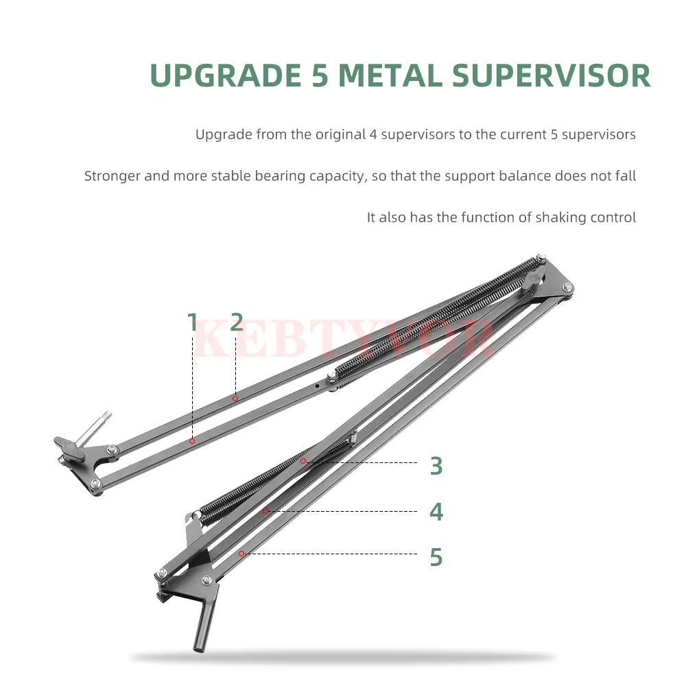 Microfoonstandaard voor telefoon met LED-ringlicht Mic Pop Filter en Heavy Duty Boom Scissor Arm Stands voor BM 800 700