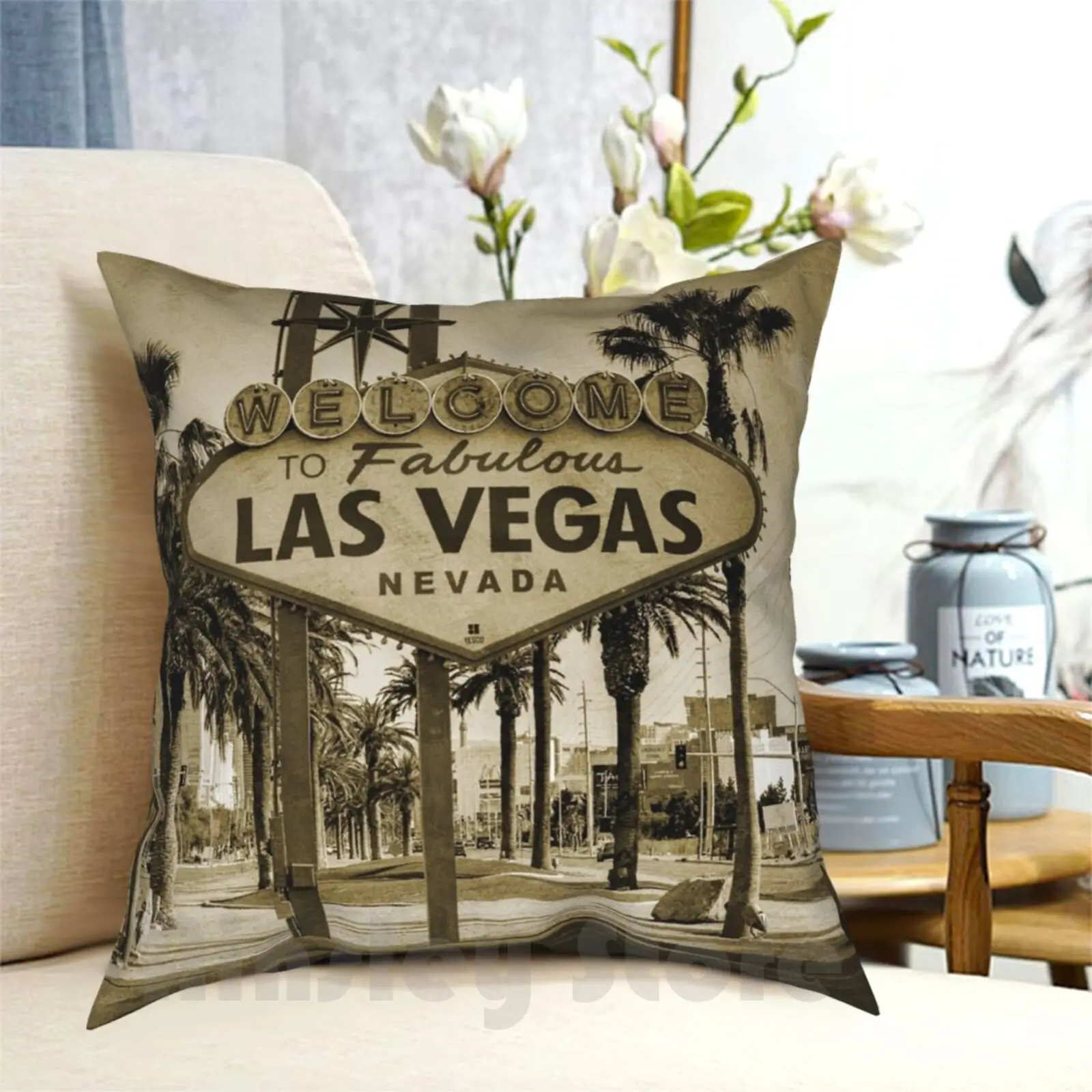 Welcome To Las Vegas Sign Series 2 Of 6 Sepia Grunge Pillow Case Printed Home Soft Throw Pillow Las Vegas Nevada Nv Usa