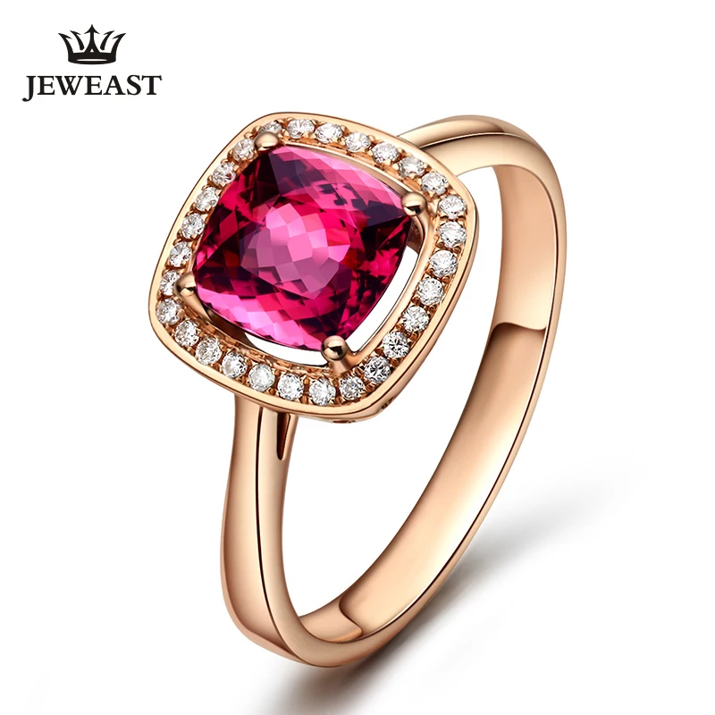 

LSZB Natural red tourmaline 18K Pure Gold 2023 New Hot Selling Top Ring Women Ring For Ladies Woman Genuine Jewelry