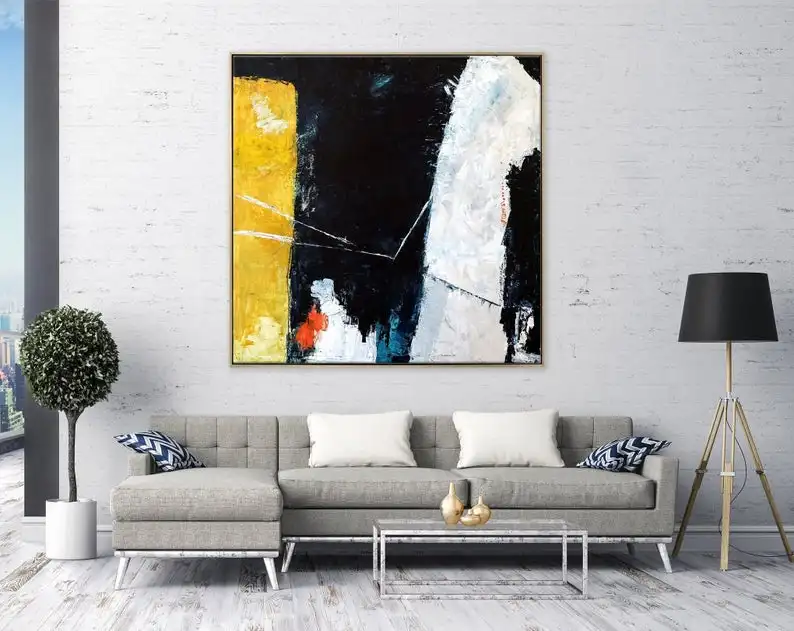 Abstract Painting Original Large Acrylic Canvas Wall Art Minimal Expressionism Modern Painting Wall Art On Canvas Connection